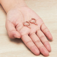 Rose Gold Plated Cross Charm Hoop Earrings