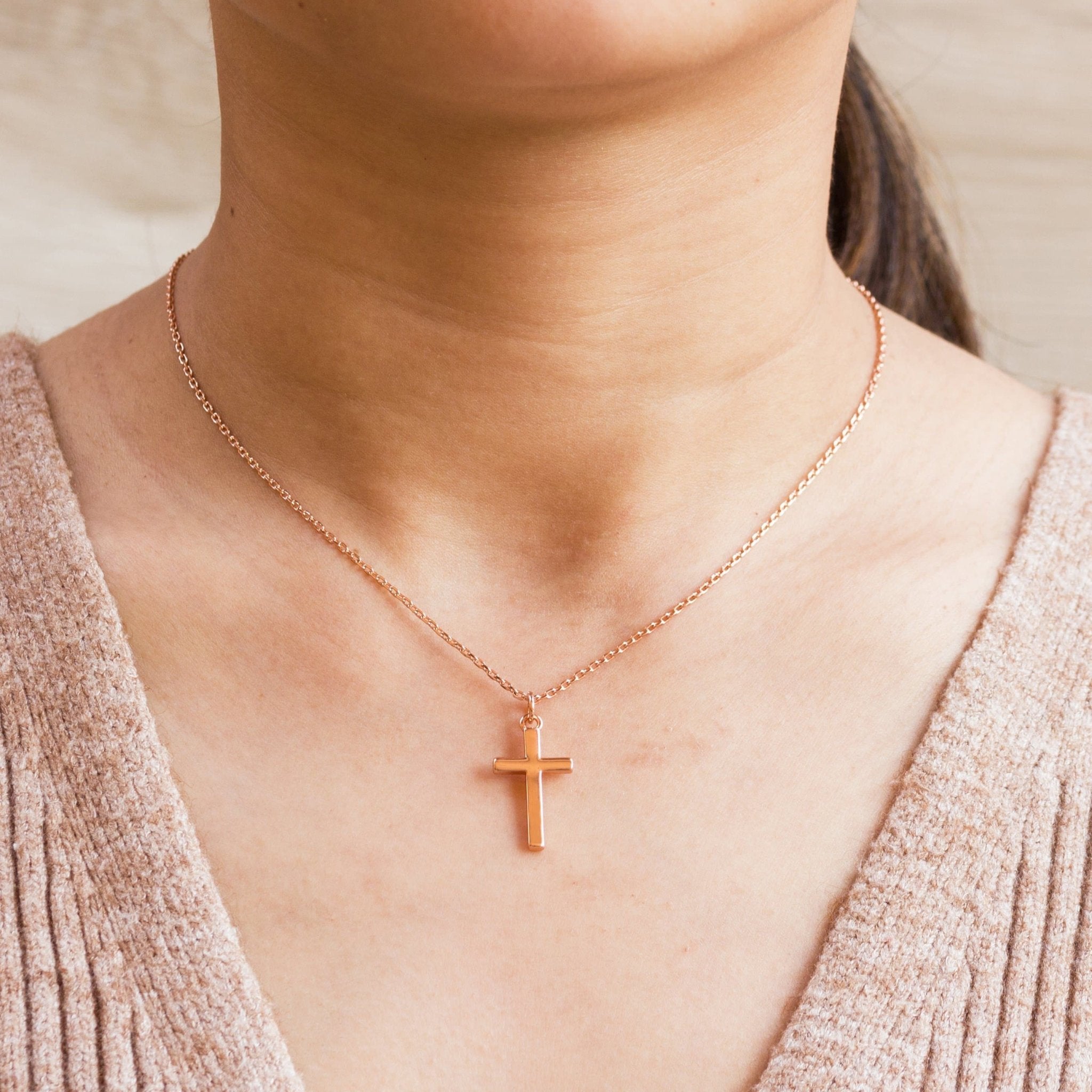 Rose Gold Plated Cross Necklace