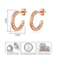 Rose Gold Plated Crystal Edge Hoop Earrings Created With Zircondia® Crystals