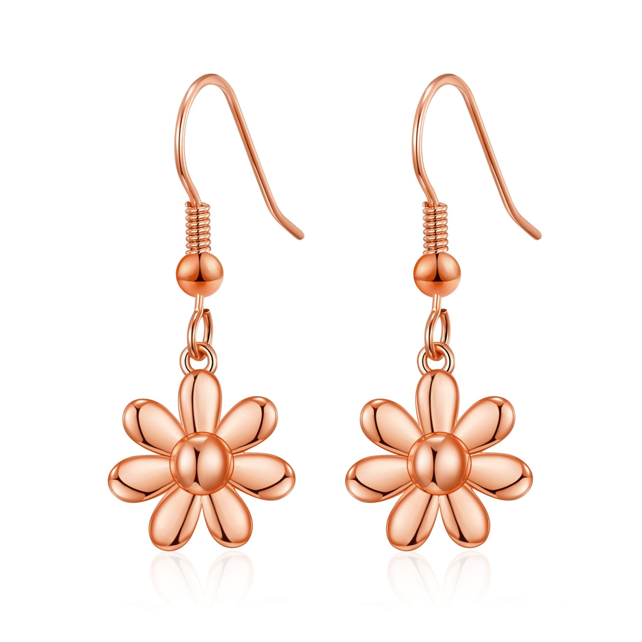 Rose Gold Plated Daisy Drop Earrings