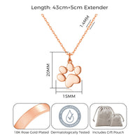 Rose Gold Plated Dog Paw Necklace