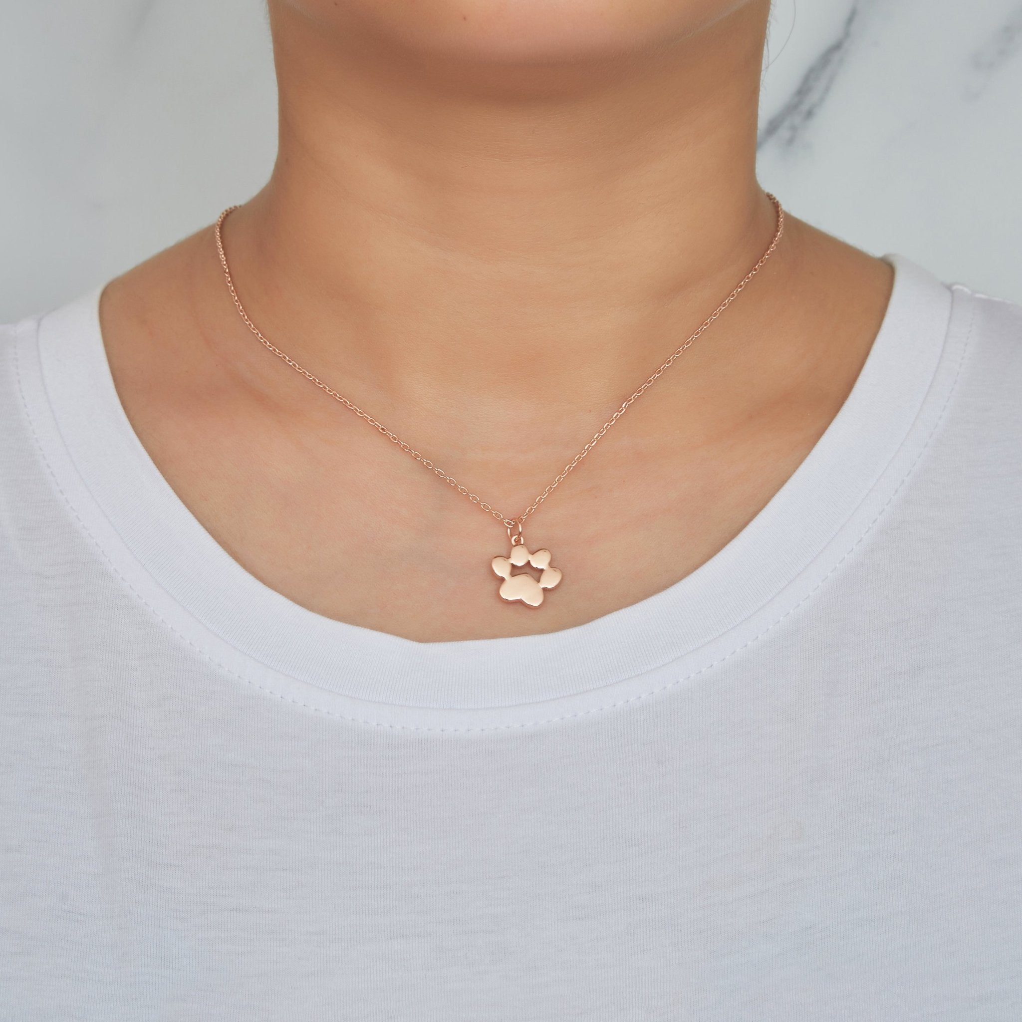 Rose Gold Plated Dog Paw Necklace