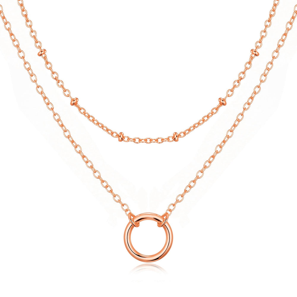 Rose Gold Plated Double Layered Circle Necklace