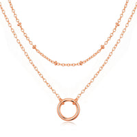 Rose Gold Plated Double Layered Circle Necklace