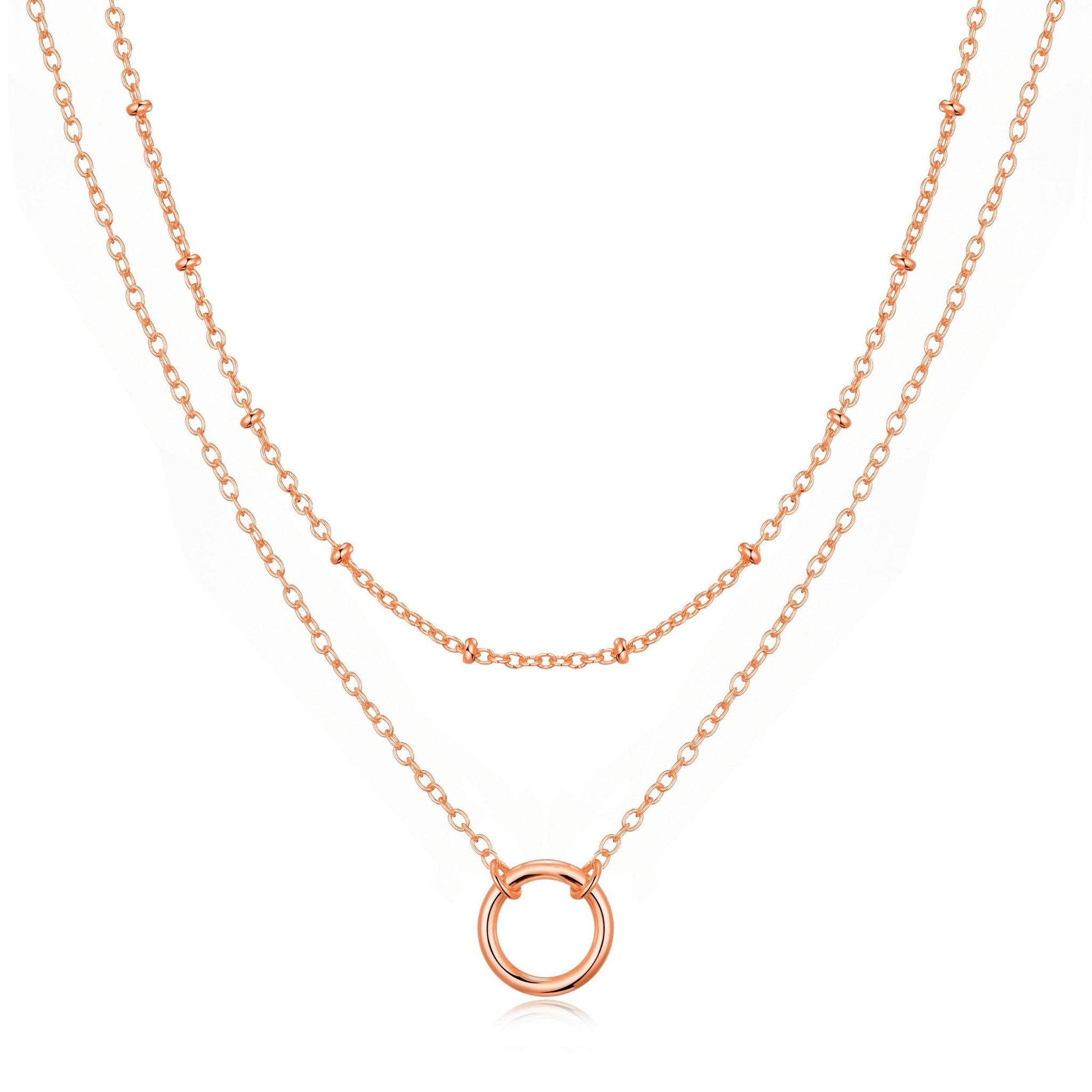 Rose Gold Plated Double Layered Circle Necklace
