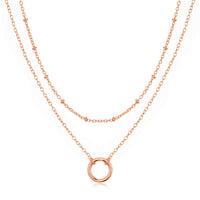 Rose Gold Plated Double Layered Circle Necklace