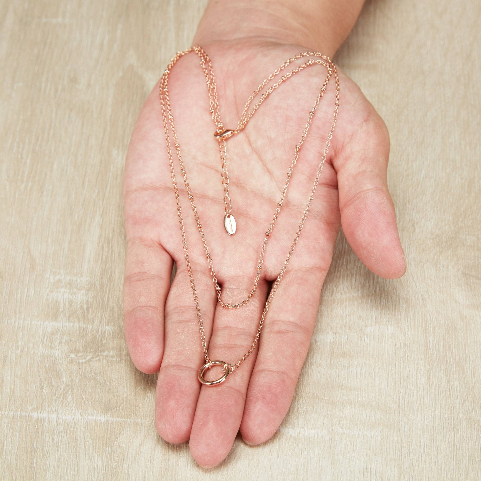 Rose Gold Plated Double Layered Circle Necklace