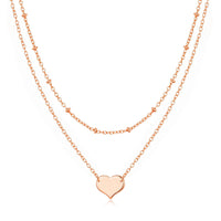 Rose Gold Plated Double Layered Heart Necklace