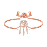 Rose Gold Plated Dream Catcher Friendship Bracelet Created with Zircondia® Crystals