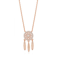 Rose Gold Plated Dream Catcher Necklace Created with Zircondia® Crystals