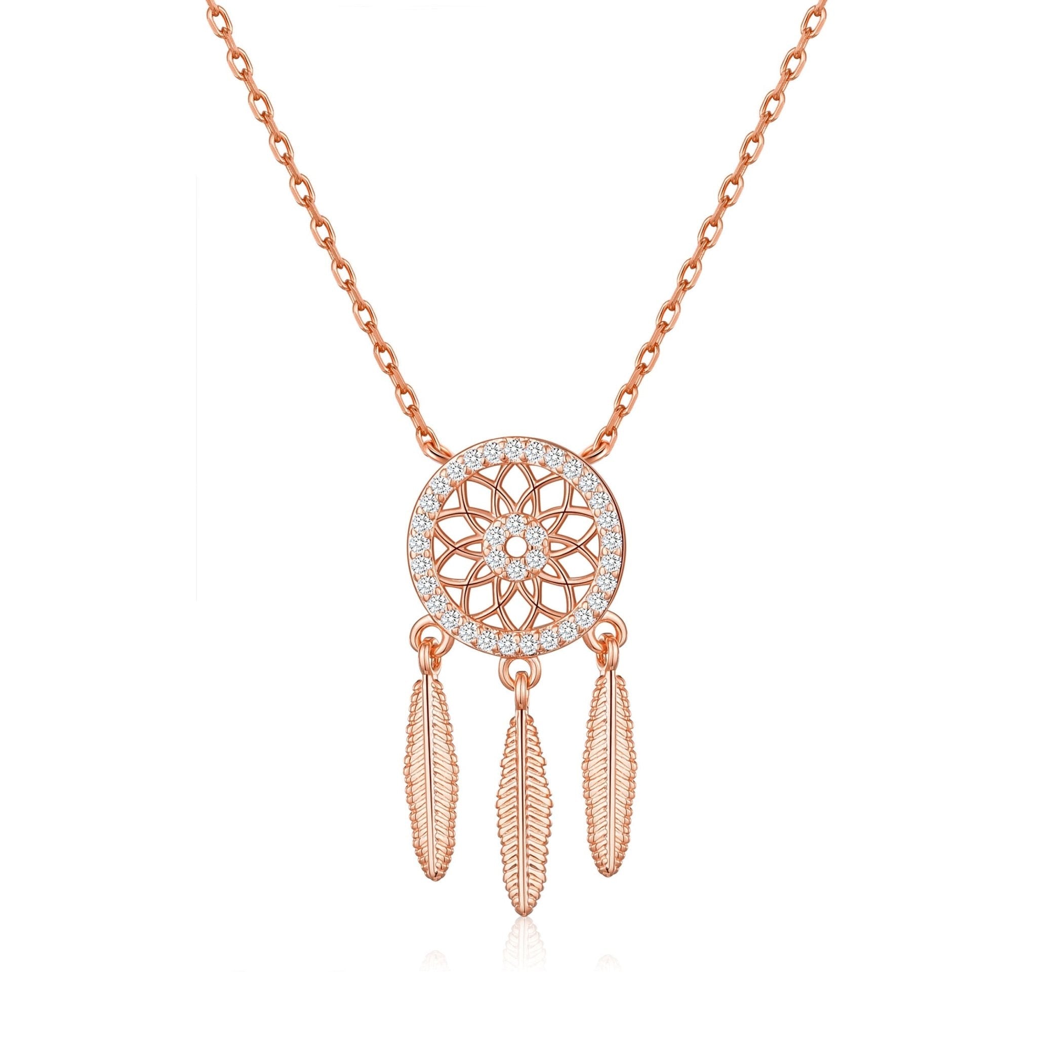 Rose Gold Plated Dream Catcher Necklace Created with Zircondia® Crystals