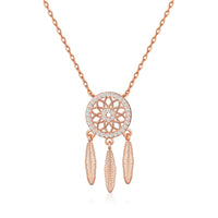 Rose Gold Plated Dream Catcher Necklace Created with Zircondia® Crystals