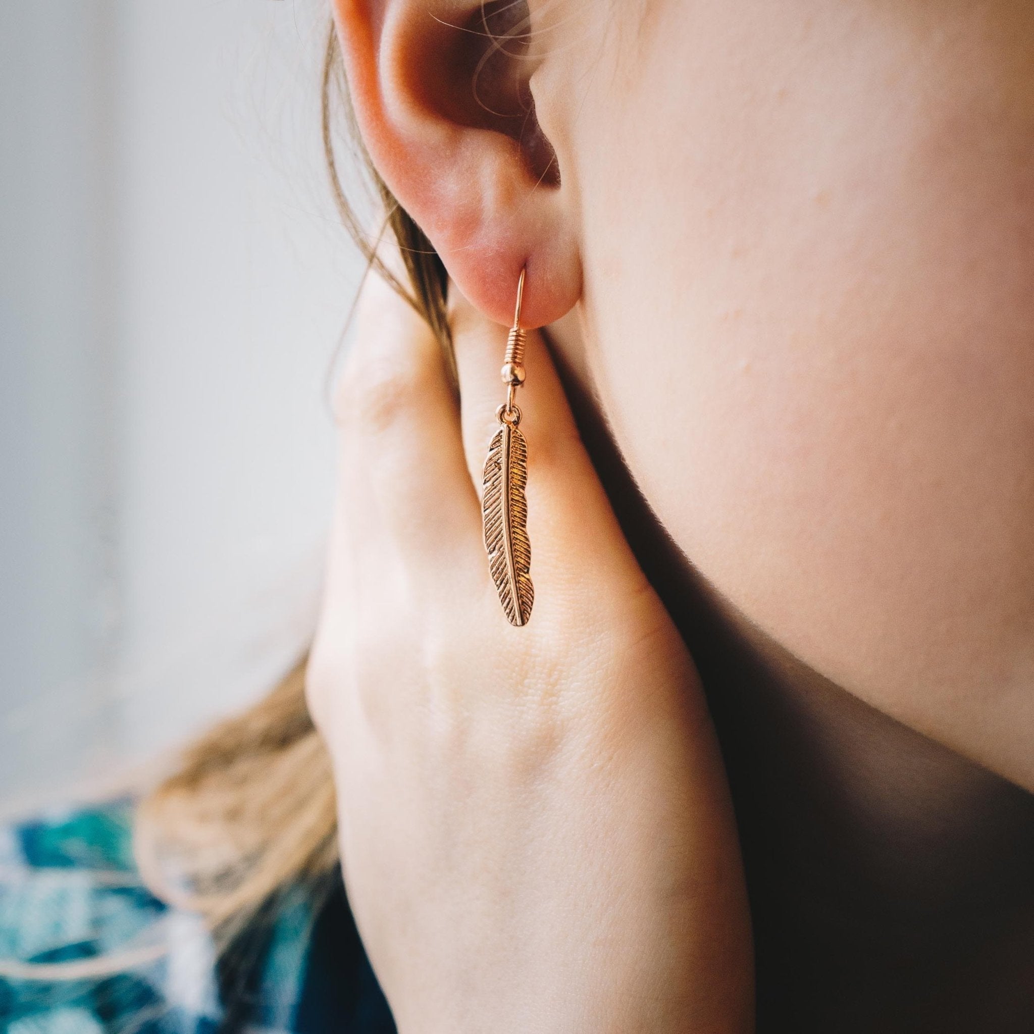 Rose Gold Plated Feather Earrings