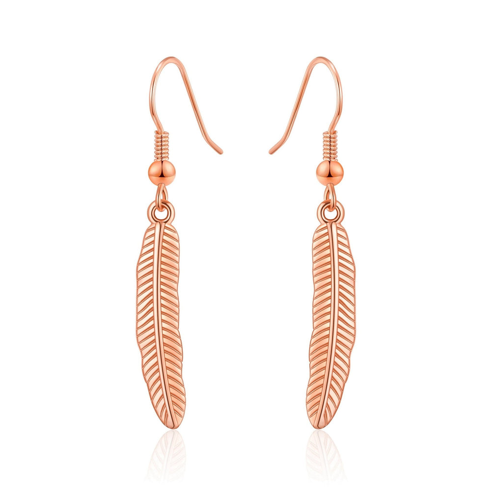 Rose Gold Plated Feather Earrings