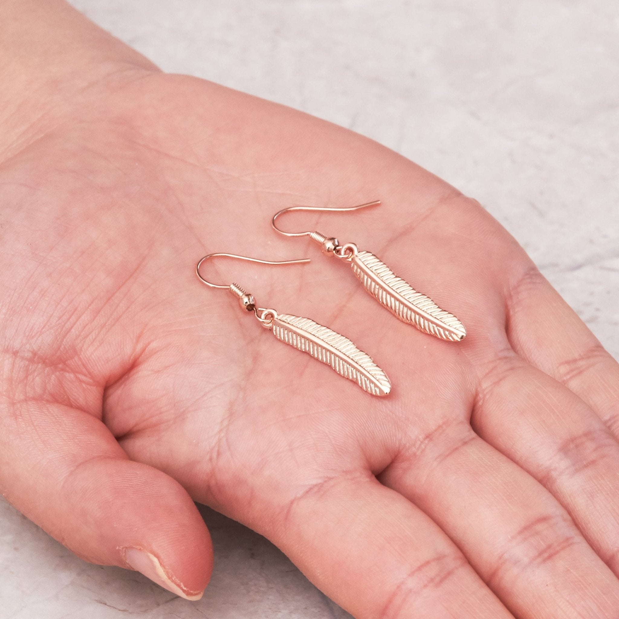 Rose Gold Plated Feather Earrings