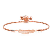 Rose Gold Plated Feather Friendship Bracelet Created with Zircondia® Crystals