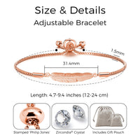 Rose Gold Plated Feather Friendship Bracelet Created with Zircondia® Crystals