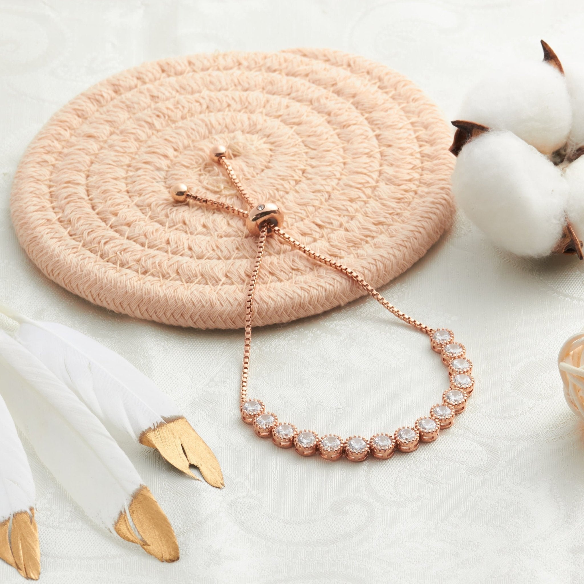 Rose Gold Plated Friendship Bracelet with Zircondia® Crystals