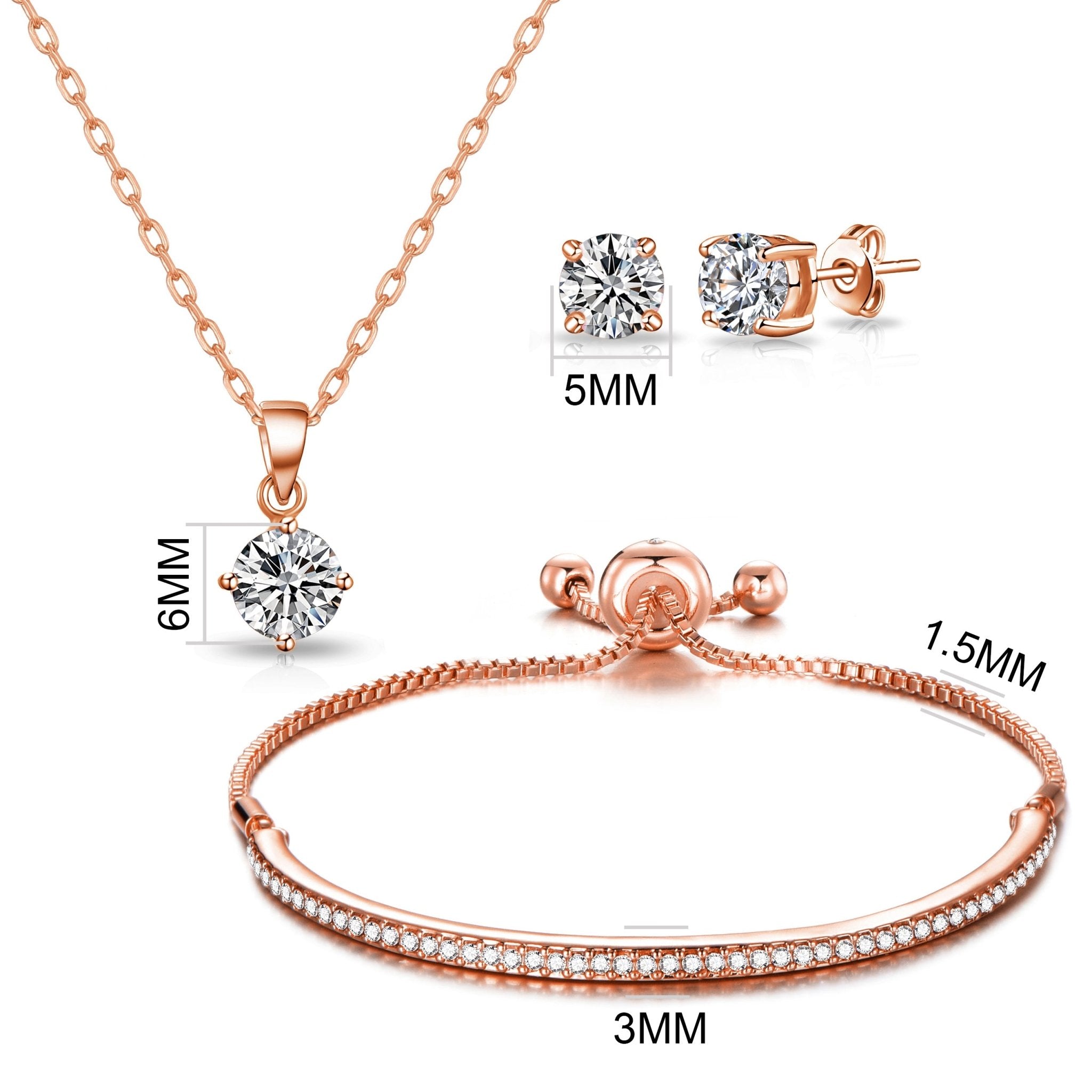 Rose Gold Plated Friendship Set Created with Zircondia® Crystals