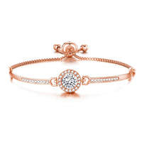 Rose Gold Plated Halo Friendship Bracelet Created with Zircondia® Crystals