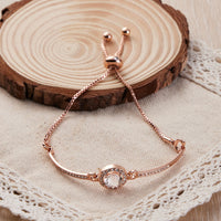 Rose Gold Plated Halo Friendship Bracelet Created with Zircondia® Crystals