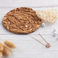 Rose Gold Plated Halo Necklace Created with Zircondia® Crystals