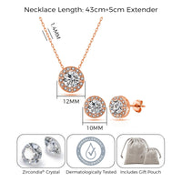Rose Gold Plated Halo Set Created with Zircondia® Crystals