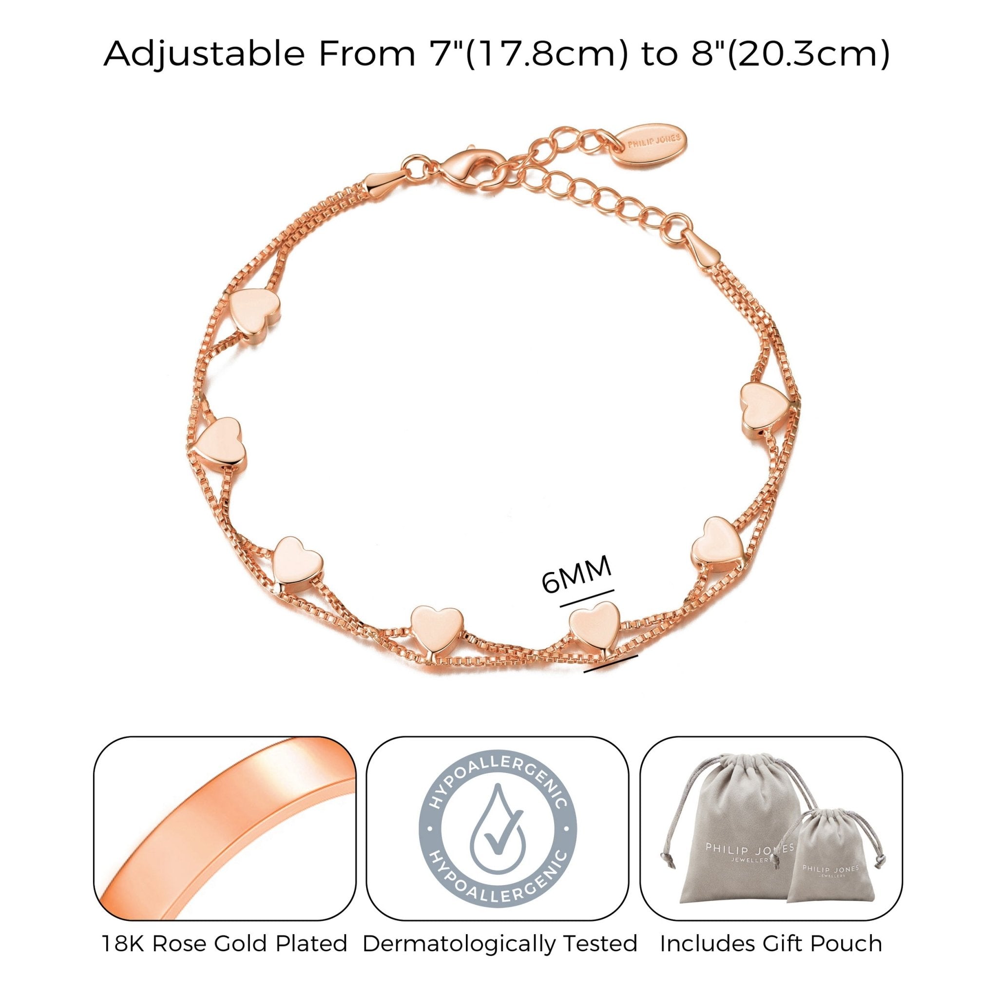 Rose Gold Plated Heart Bracelet