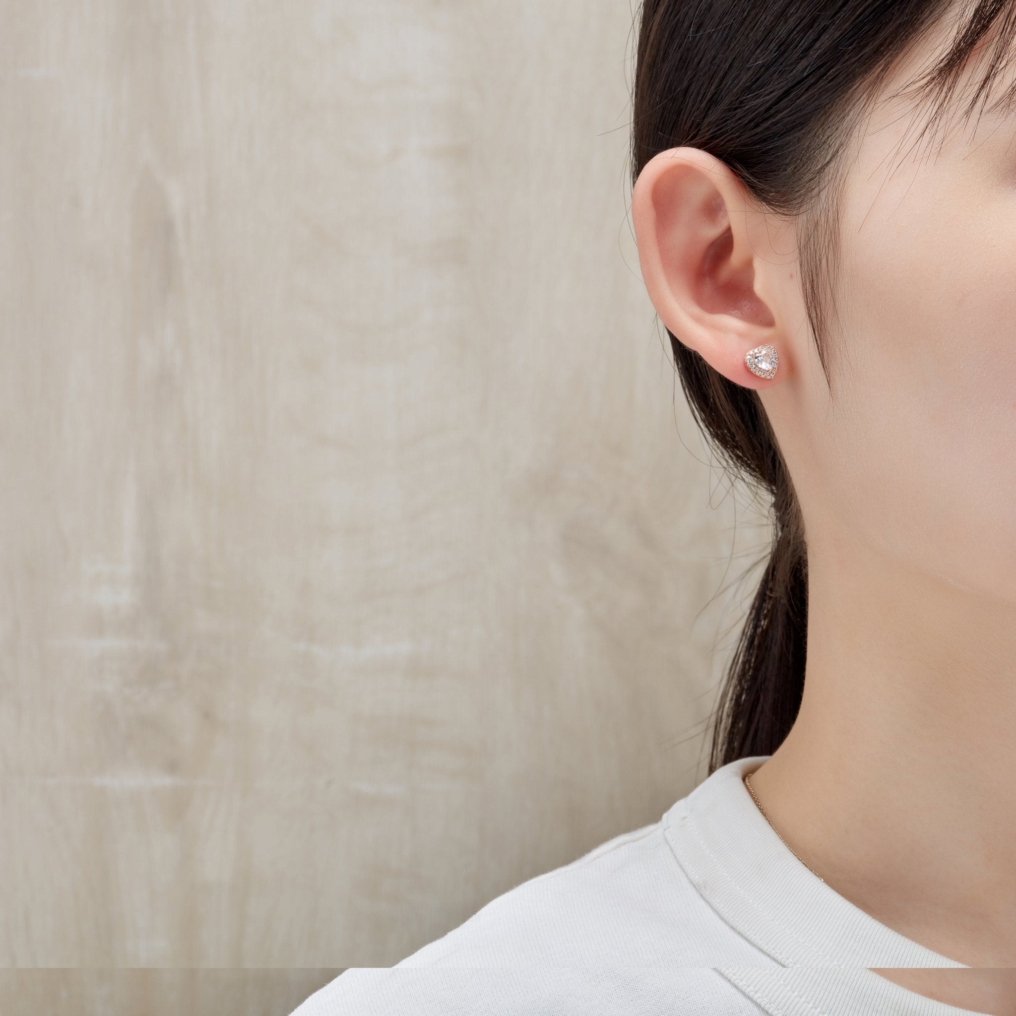 Rose Gold Plated Heart Halo Earrings Created with Zircondia® Crystals