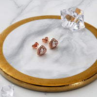 Rose Gold Plated Heart Halo Earrings Created with Zircondia® Crystals