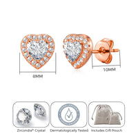 Rose Gold Plated Heart Halo Earrings Created with Zircondia® Crystals