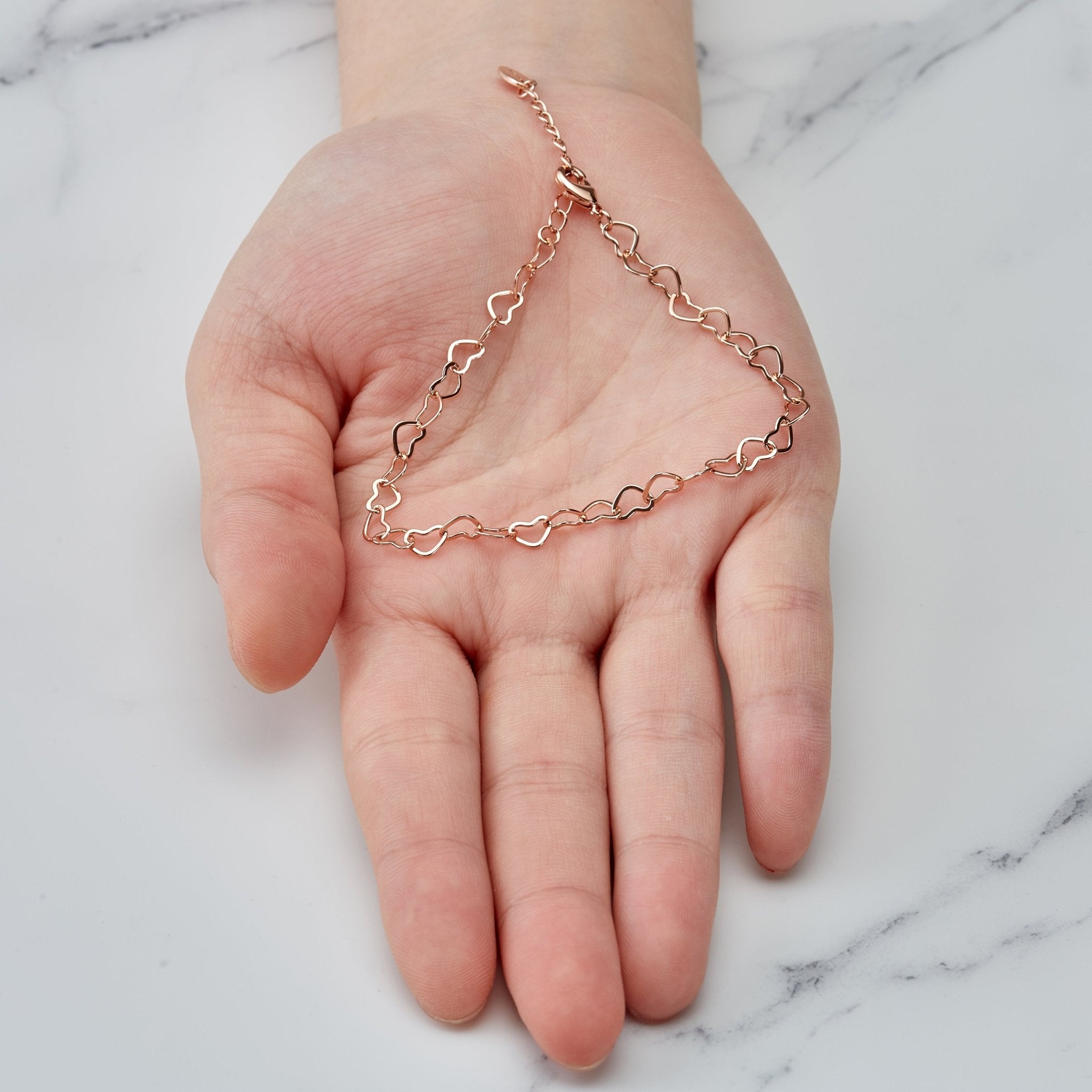 Rose Gold Plated Heart Link Bracelet