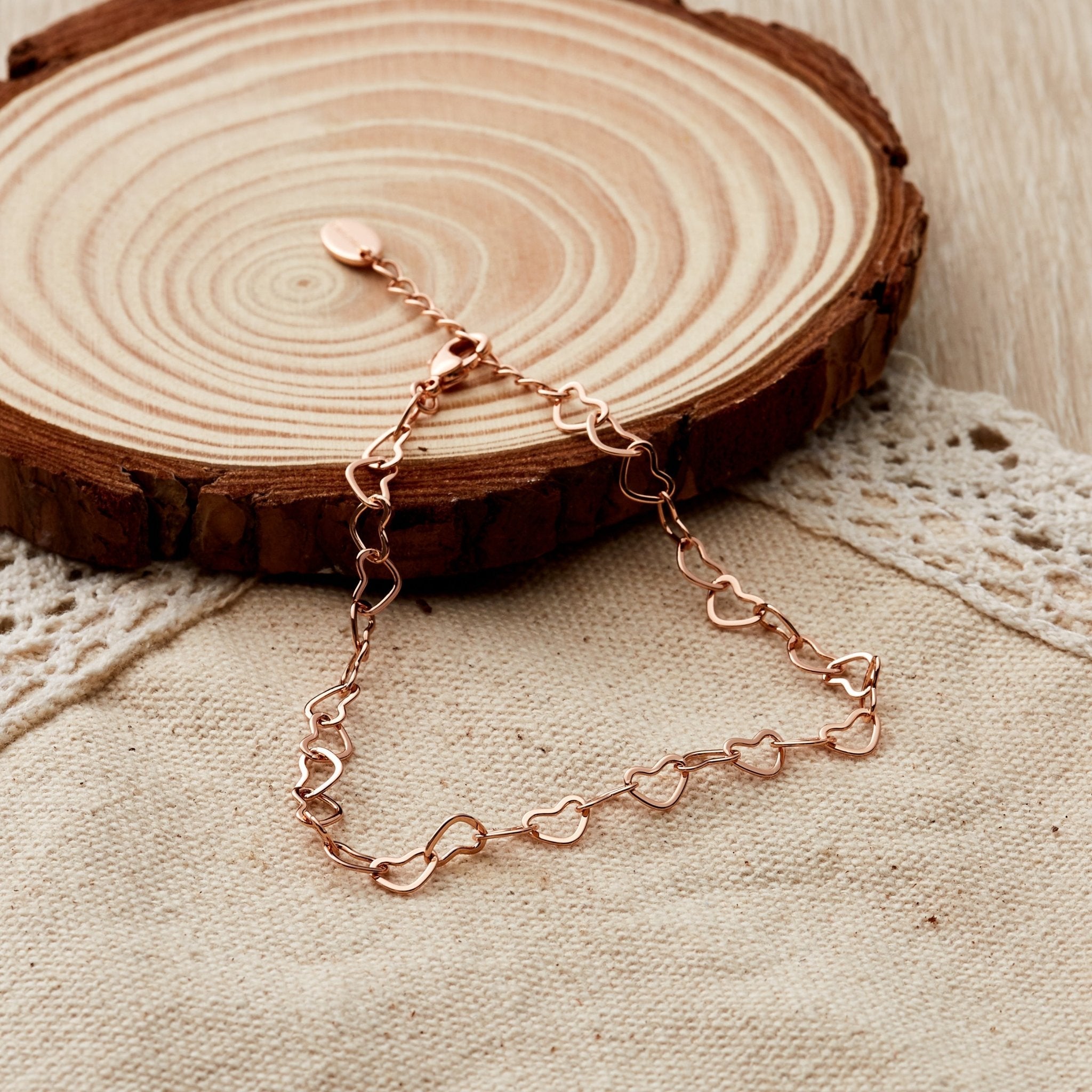 Rose Gold Plated Heart Link Bracelet
