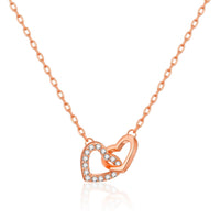 Rose Gold Plated Heart Link Necklace Created with Zircondia® Crystals