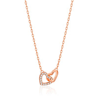 Rose Gold Plated Heart Link Necklace Created with Zircondia® Crystals