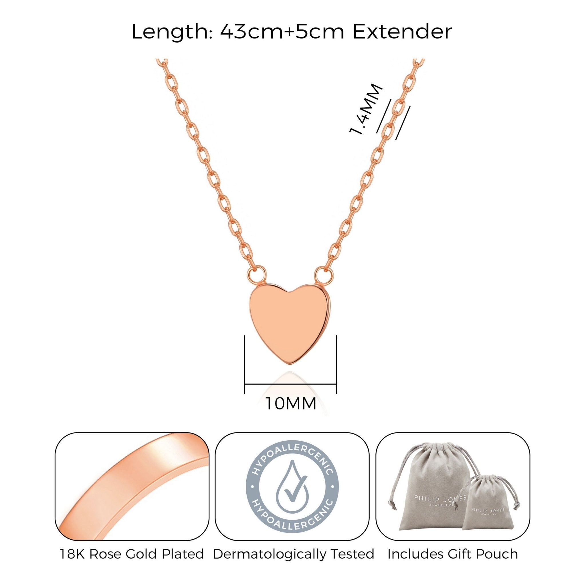 Rose Gold Plated Heart Necklace with Quote Card