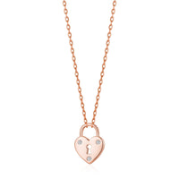 Rose Gold Plated Heart Padlock Necklace Created with Zircondia® Crystals