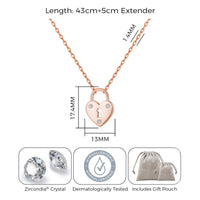 Rose Gold Plated Heart Padlock Necklace Created with Zircondia® Crystals