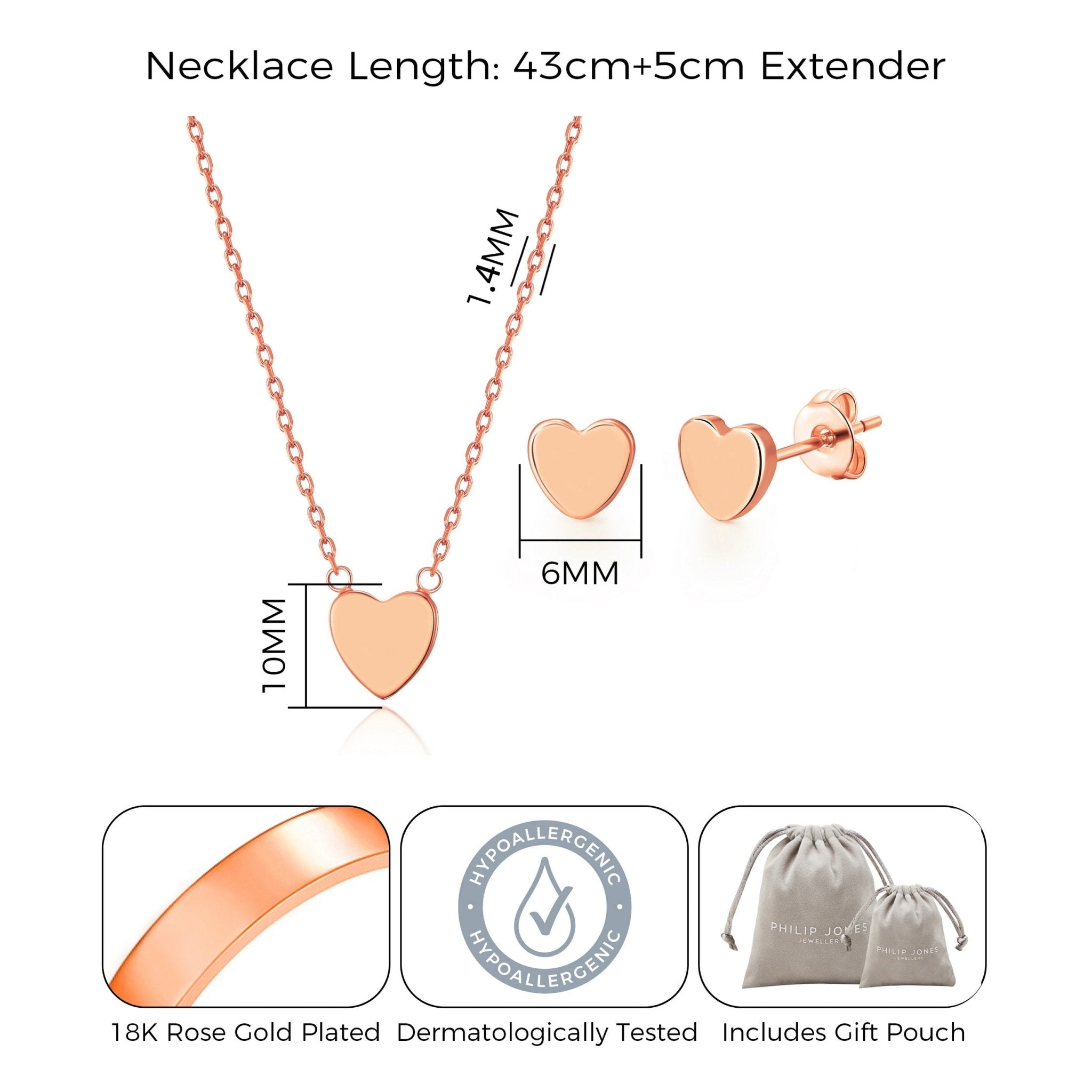 Rose Gold Plated Heart Set