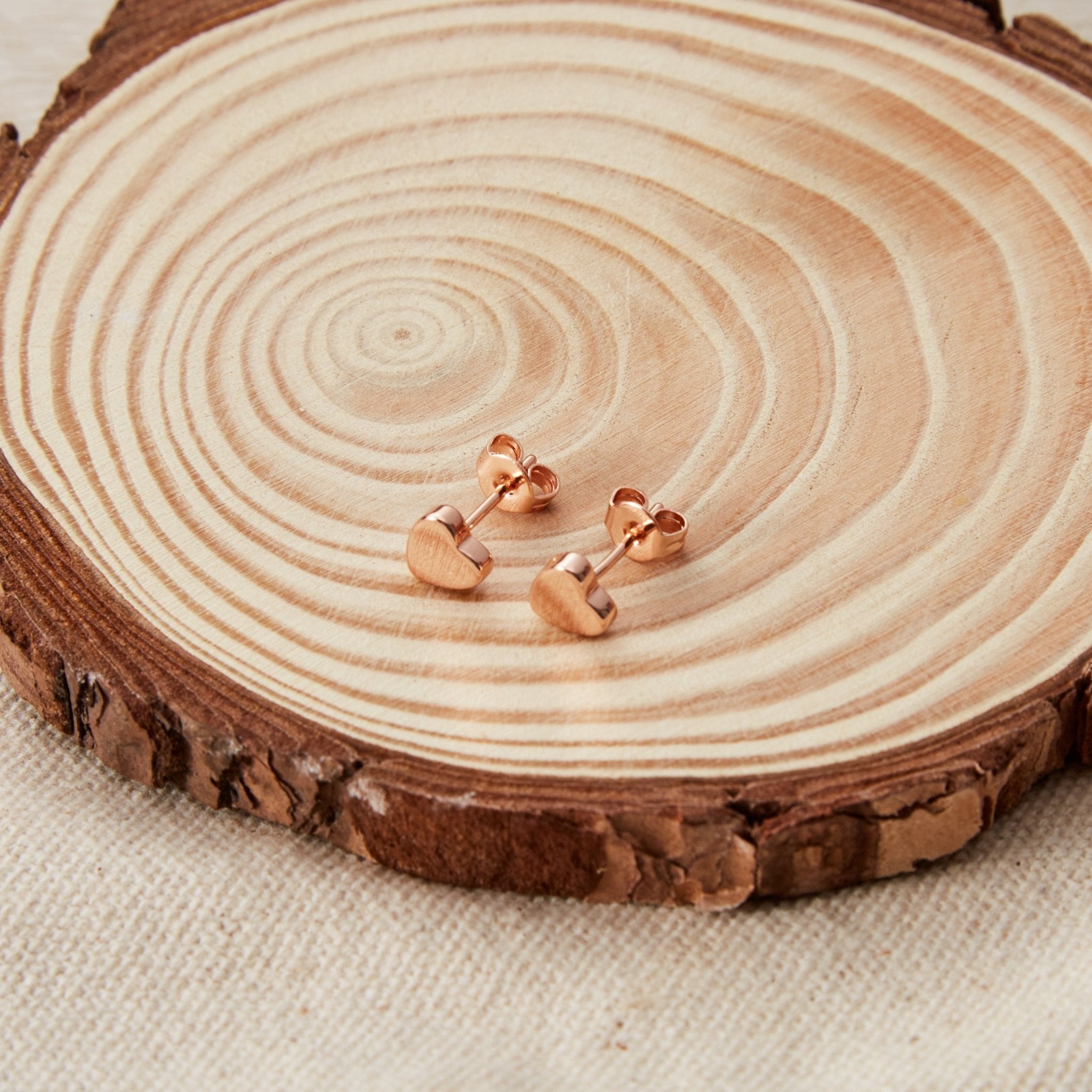 Rose Gold Plated Heart Stud Earrings