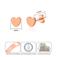 Rose Gold Plated Heart Stud Earrings