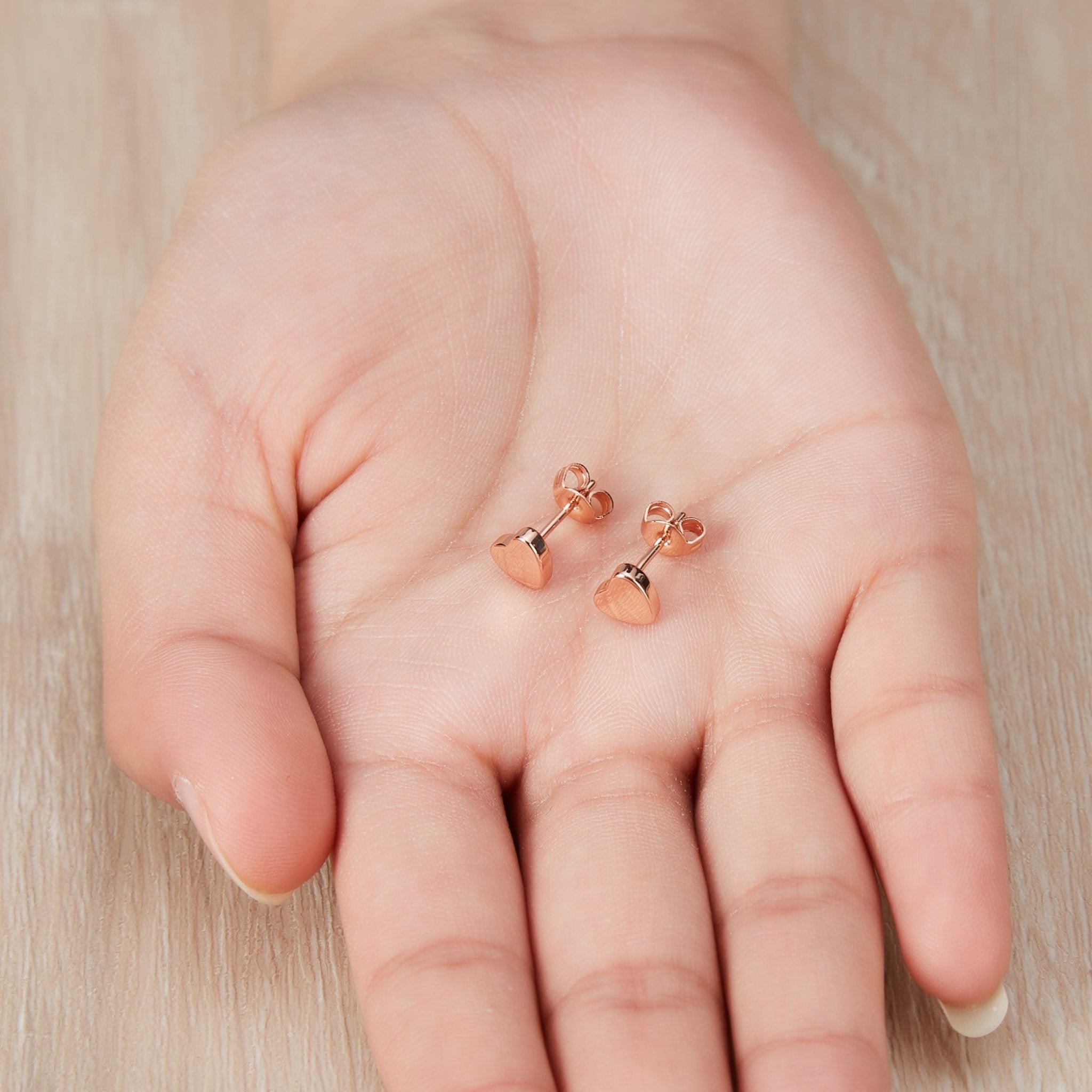 Rose Gold Plated Heart Stud Earrings