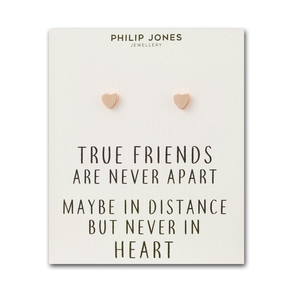 Rose Gold Plated Heart Stud Earrings with Quote Card