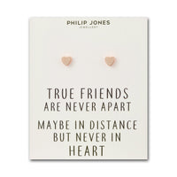 Rose Gold Plated Heart Stud Earrings with Quote Card