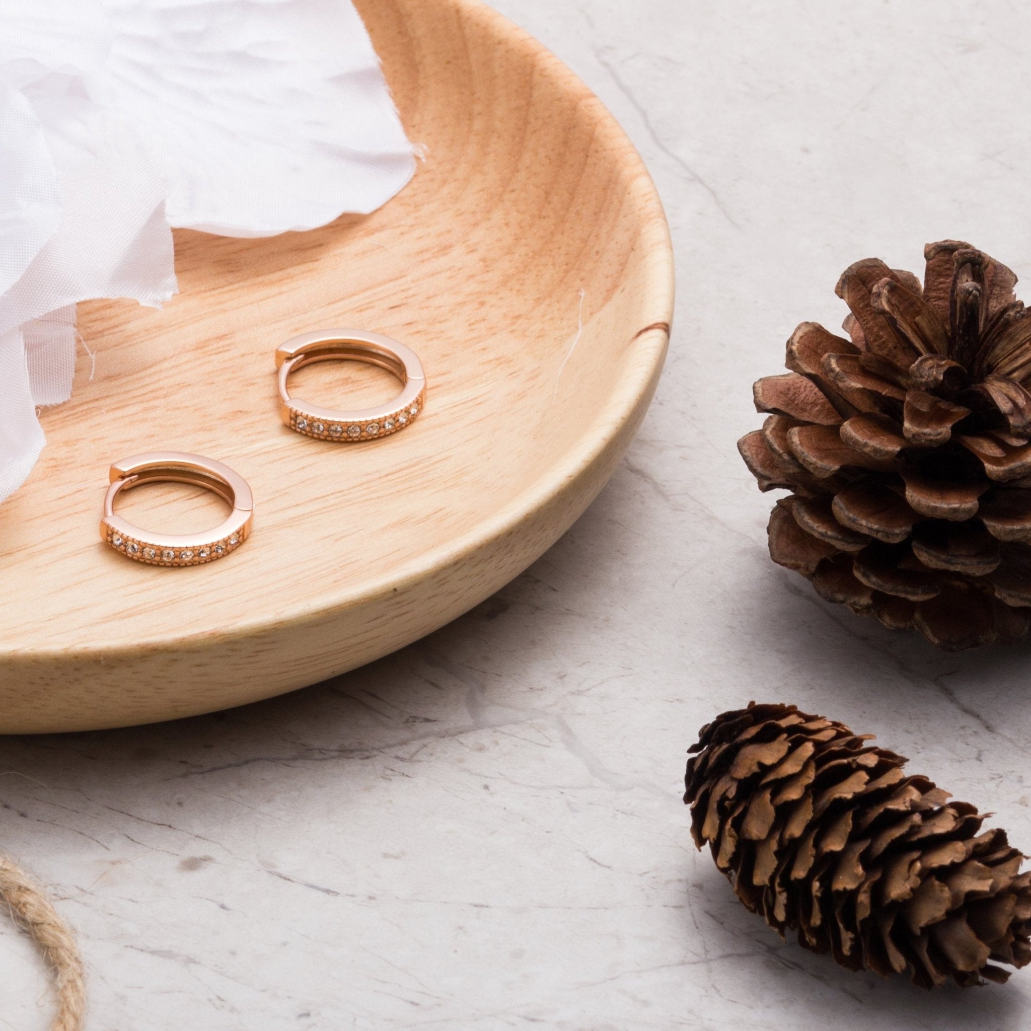 Rose Gold Plated Hoop Earrings Created with Zircondia® Crystals