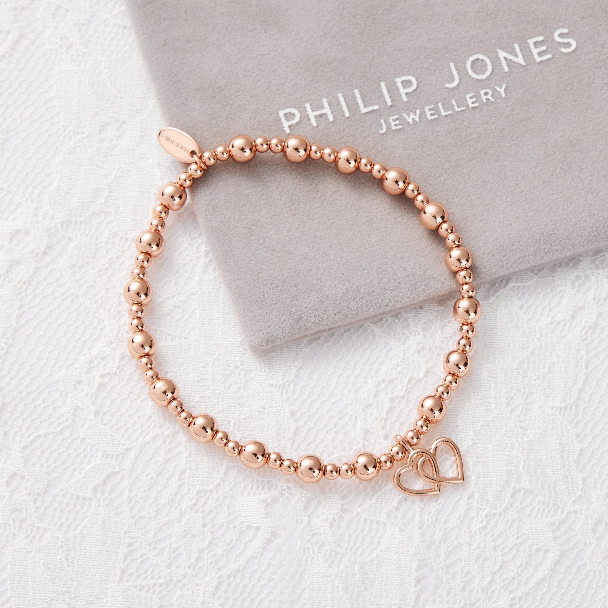 Rose Gold Plated I Couldn't Say i Do Without You Heart Link Stretch Bracelet with Gift Box