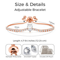 Rose Gold Plated I Couldn't Say I Do Without You Heart Solitaire Bracelet with Zircondia® Crystals