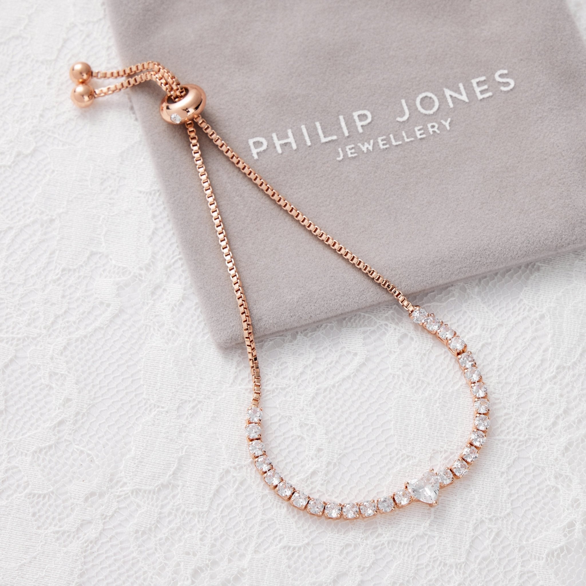 Rose Gold Plated I Couldn't Say I Do Without You Heart Solitaire Bracelet with Zircondia® Crystals