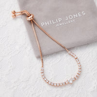 Rose Gold Plated I Couldn't Say I Do Without You Heart Solitaire Bracelet with Zircondia® Crystals