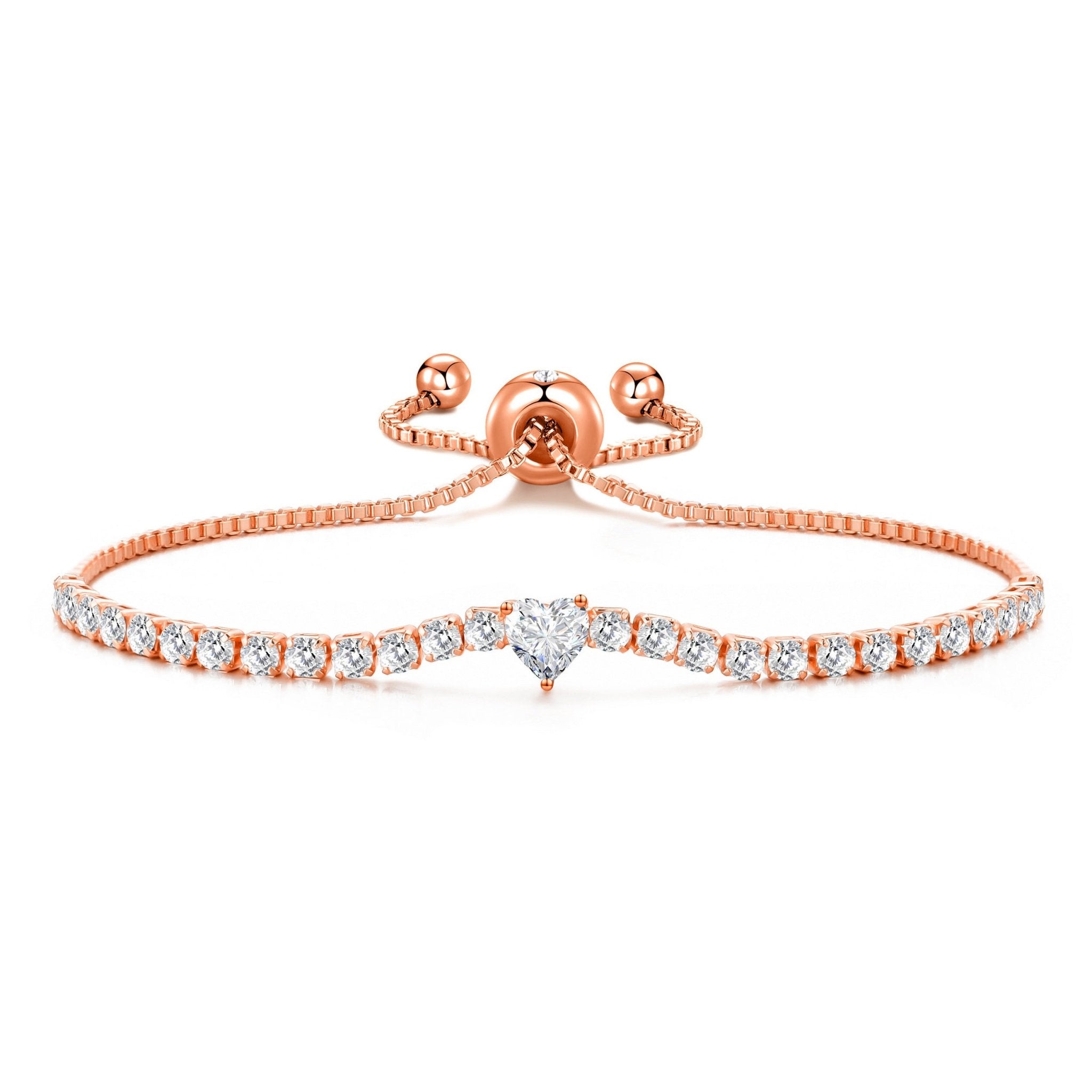 Rose Gold Plated I Couldn't Say I Do Without You Heart Solitaire Bracelet with Zircondia® Crystals